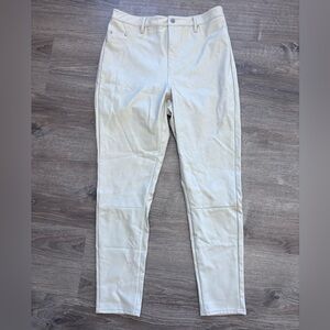 Cream High-Waisted Pleather pants